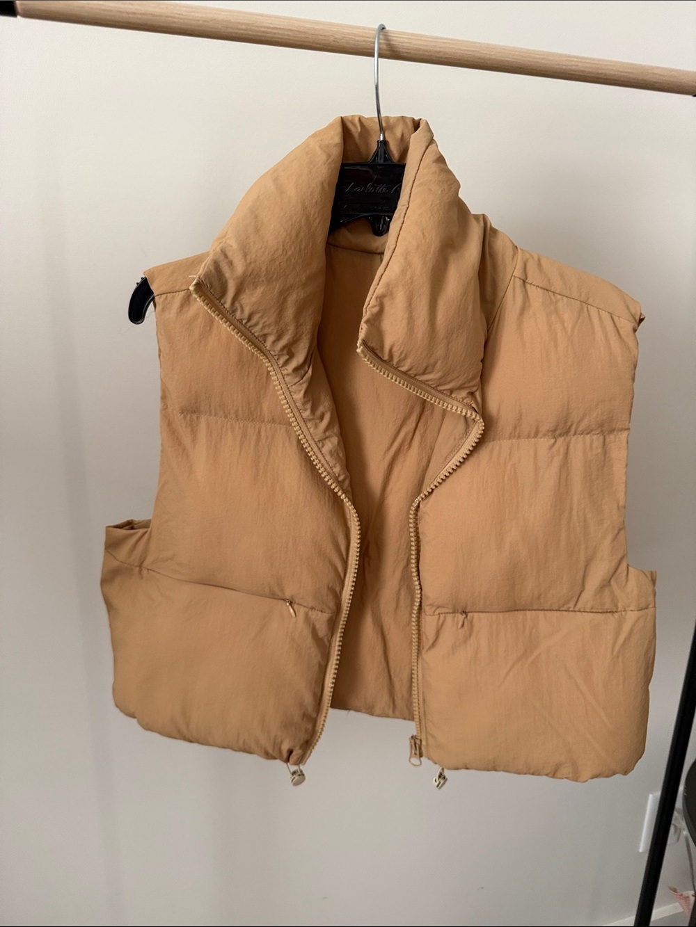 Women's Tan Puffer Vest Jacket